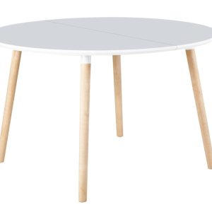 Mesa Comedor Extensible Nordika 100 – 140 – 180 Cm Blanco / Haya.