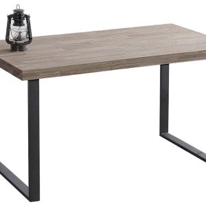 Mesa Comedor Fija Natural 140 X 80 Cm  Roble American / Negro.