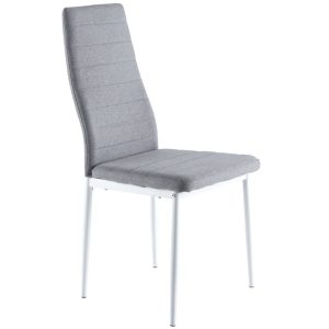 Silla Comedor Modelo Niza Tex Gris Estructura Blanca.