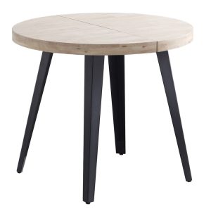 MESA COMEDOR REDONDA EXTENSIBLE BERG 80 – 120 – 160 CM ROBLE NORDISH / NEGRO.