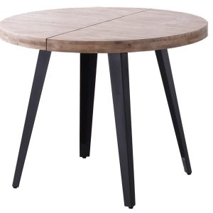 Mesa Comedor Redonda Extensible Berg 100 – 140 – 180 Cm  Roble Honey / Negro.