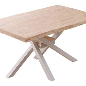 Mesa Comedor Fija Xena 150 X 90 Cm Roble Nordish / Blanco Tapa Con Forma.