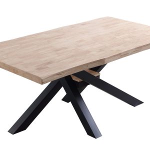 Mesa Comedor Fija Xena 180 X 100 Cm Roble Nordish / Negro Tapa Con Forma.