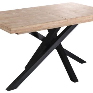Mesa Comedor Extensible Xena 140 – 180 – 220 X 90 Cm  Roble Nordish / Negro.
