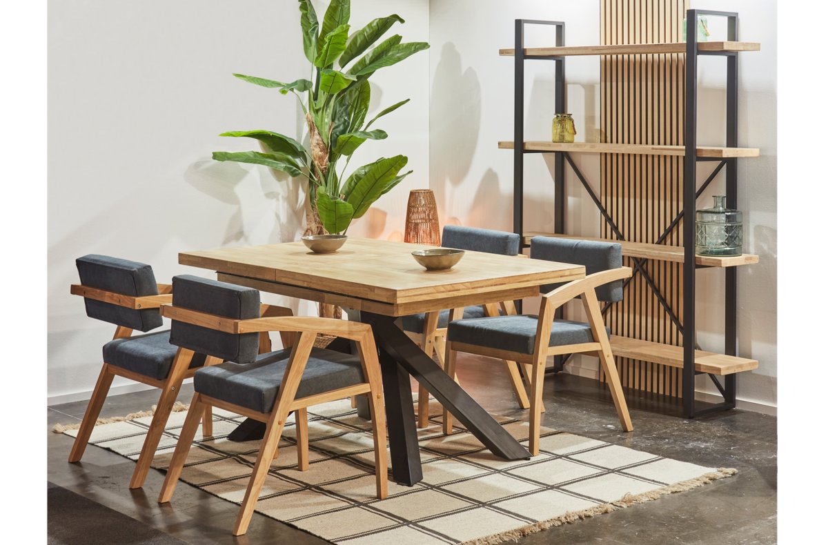 Mesa Comedor Extensible Xena 160 – 200 – 240 X 90 Cm Roble Nordish / Negro. - Imagen 9