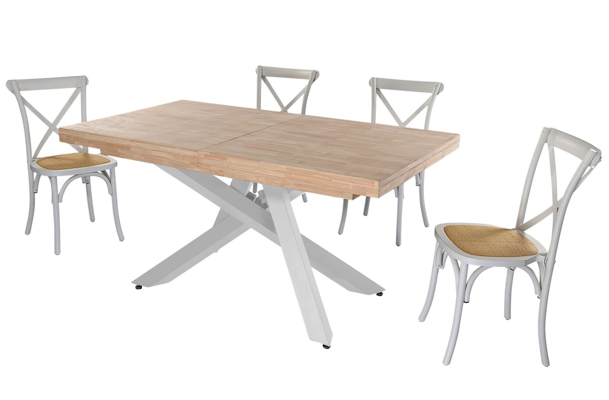 Mesa Comedor Extensible Xena 160 – 200 – 240 X 90 Cm Roble Nordish / Blanco. - Imagen 5