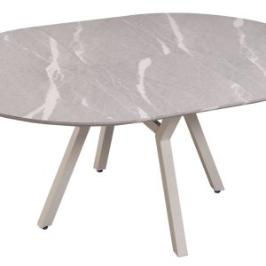 MESA COMEDOR REDONDA EXTENSIBLE PAUL 130 – 160 X 130 CM CERAMIC GREY / BLANCO.