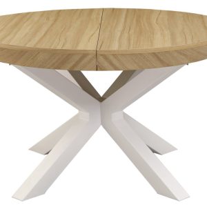 MESA COMEDOR REDONDA EXTENSIBLE BRADLEY 130 – 180 x 130 CM OAK / BLANCO