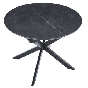 Mesa Comedor Redonda Extensible Vulcano 100 – 140 Cm Ceramic Negro / Negro.