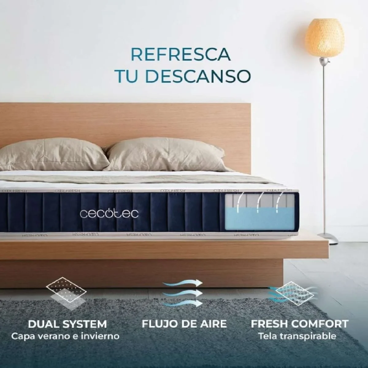 Colchón con núcleo de espuma Flow CecoFresh 2100 CoolConfort 90 x 190, Cecotec - Imagen 3