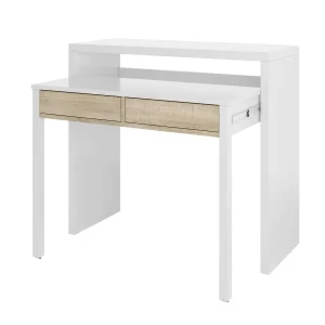 TYRION Consola escritorio BLANCO ARTIK/ROBLE CANADIAN