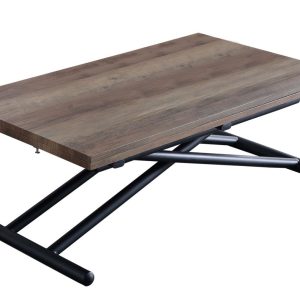 Mesa Centro Elevable Y Extensible Up – Down Nogal / Negro 100 X 50 Cm