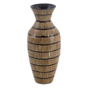 Jarrón Natural-negro Bambú Decoración 22 X 22 X 52 Cm