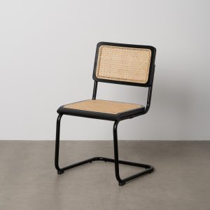 Silla Negro-natural Madera-ratán Salón 46 X 53 X 82.50 Cm