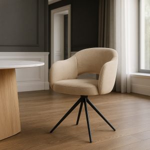 Silla Beige Tejido-metal Salón 56 X 56 X 81 Cm