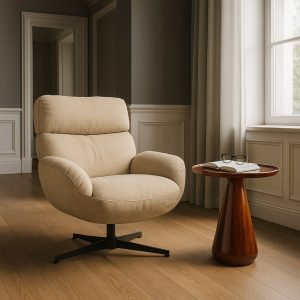 Sillón Giratorio Beige Tejido-metal 72 X 78 X 88 Cm