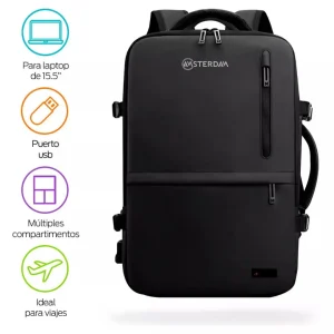 Mochila Carry On De Viaje Reforzada Impermeable Con USB.