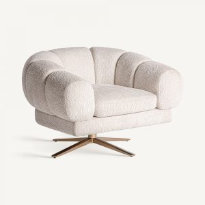Sillón Elise de terciopelo blanco roto