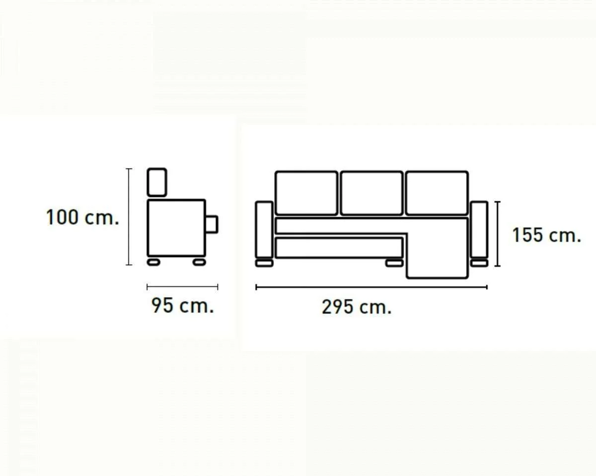 Sofá Chaise longue Toyota, Respaldos reclinables, Arcón, varios colores, 295cm Ancho - Imagen 5