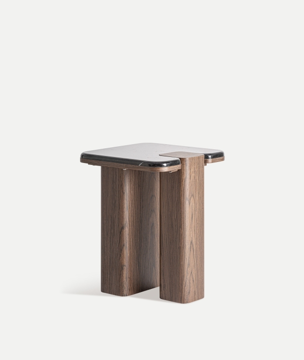 Mesa auxiliar Atlas de mármol y madera - Imagen 2
