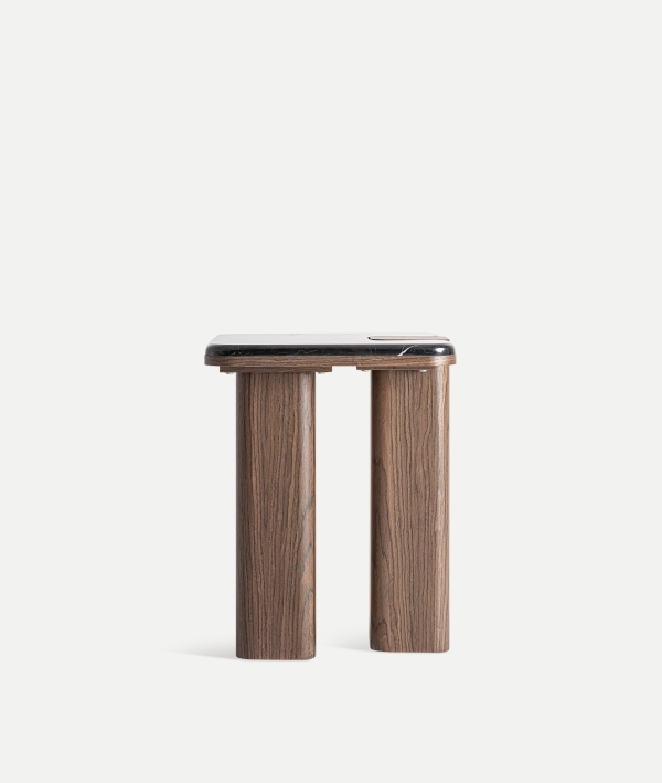 Mesa auxiliar Atlas de mármol y madera - Imagen 3