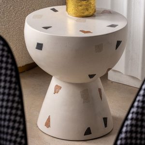 Mesa auxiliar Massa de terrazo blanco