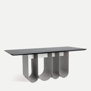 Mesa comedor Arqa en DM, Melamina y hierro