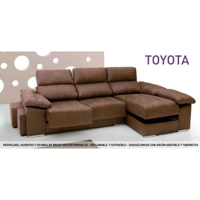 Sofá Chaise longue Toyota, Respaldos reclinables, Arcón, varios colores, 295cm Ancho - Imagen 2